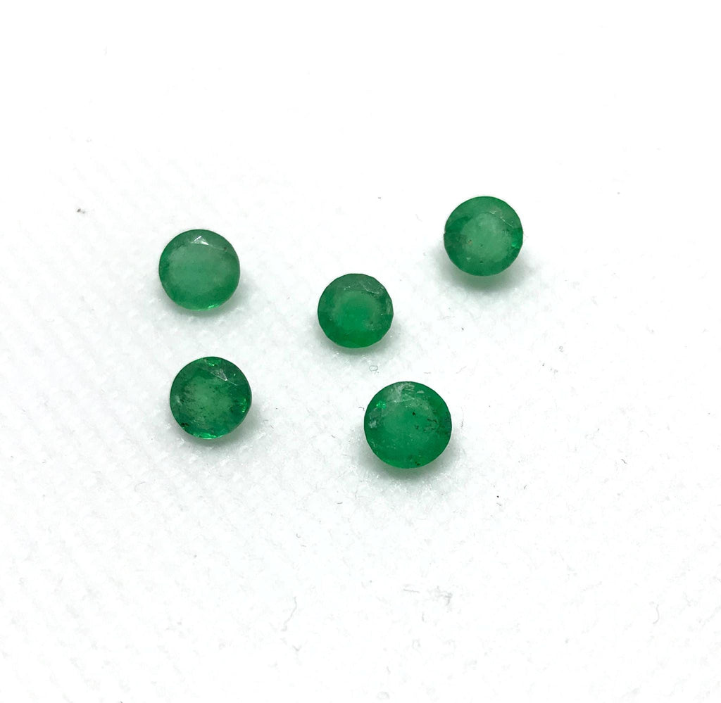 Natural Emerald Gemstone,4.7mm to 5.3mm Round cut Emerald Stones, May Birthstone For Jewelry Making, Loose Faceted Green Emerald(#-G-00058 )