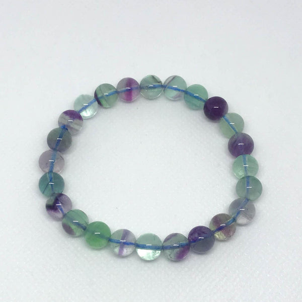 8mm Round Fluorite Bracelet, 100% Natural & Beautiful Fluorite Bead Bracelet For Man/woman, Colorful Gemstone Jewelry (JB-0058)