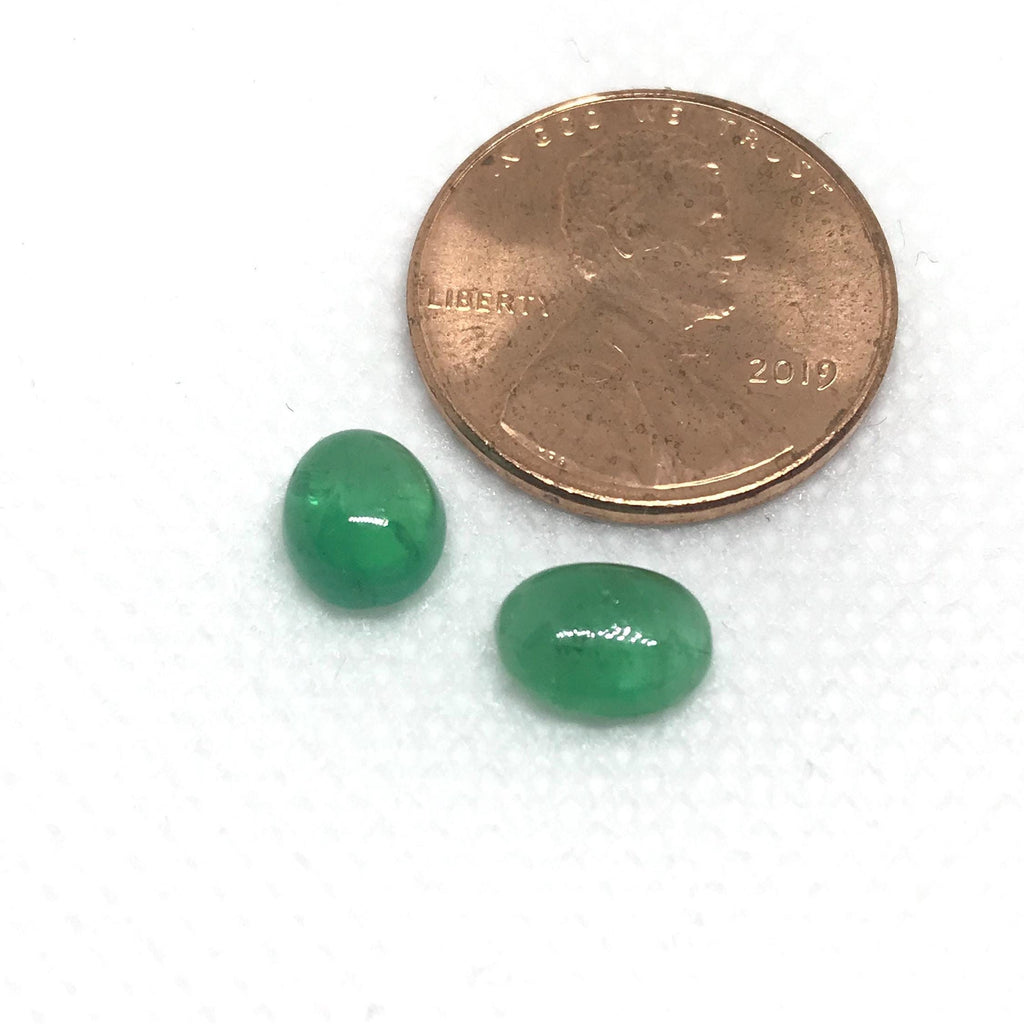 Natural Emerald Cabochons, 4x6mm to 6x8mm oval Emerald Gemstone For Ring/Earring, Best Quality Loose Emerald May Birthstone ( #-G-00071)