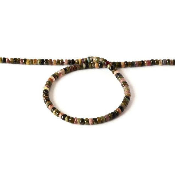 5mm Rondelle Tourmaline Bead Necklace, 14 Inch Strand Tourmaline Beads, 100% Genuine Tourmaline Gemstone For Pendant/Ring,October Birthstone For Jewelry Making