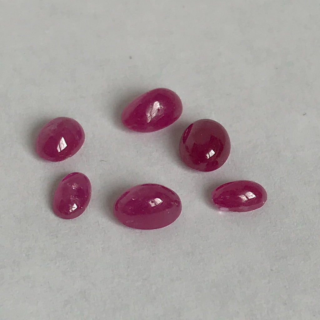 Natural Ruby, Loose Oval Ruby Gemstone For Ring/Earring, 5x3mm to 6x4mm 100% Genuine Red Ruby Cabochons July Birthstone (   CB-00191-A)