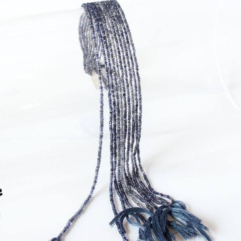 Natural Isareli Iolite Beads, 3-3.5nn Rondelle Iolite Beaded Necklace, Loose 14 Inch Strand Blue Iolite Bead Foor Jewelry Making