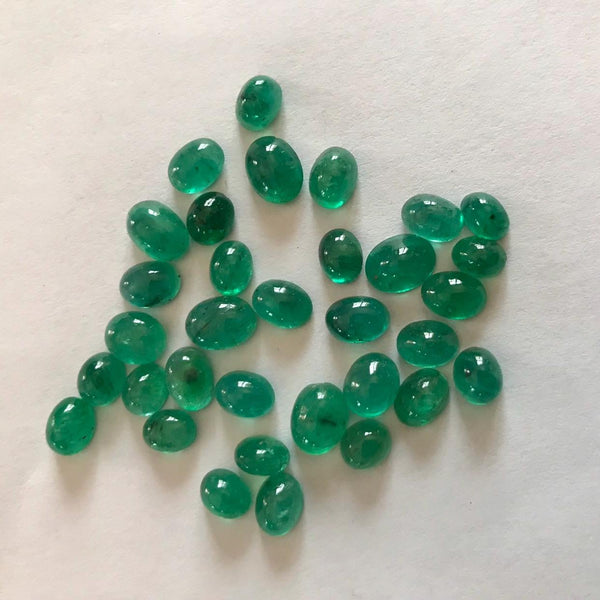 Natural Green Emerald, 4x6mm to 6x8mm oval Emerald Gemstone Cabochons, Multi Size Loose Smooth Emerald Stones For Ring/Earring (#-G-00071)