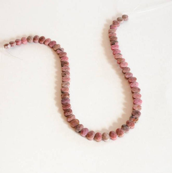 Natural Rhodonite Beads, 9x7mm oval cut Rhodonite Faceted Gemstone Bead Necklace, 16 Inch Loose Rhodonite Bead Strand, Double Drilled Beads