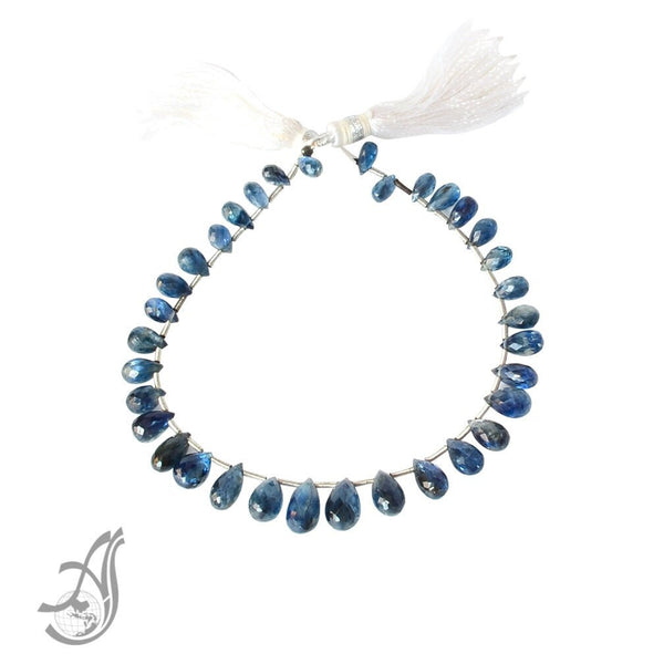 3x8mm - 6x10mm Pear cut Briolette Kyanite Beads,AAA Rare Natural Kyanite Gemstone Bead Bracelet, 8 Inch Stran Kyanite Bead For Jewelry(#760)