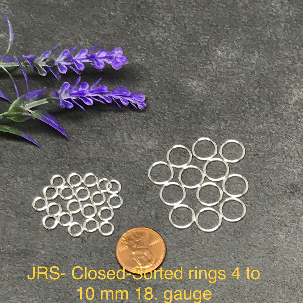 Closed- sorted 925 Sterling Silver Jumps Rings, 4 mm to 10 mm 18 gauge, strong connector For Jewelry Making,Made in USA - JRS