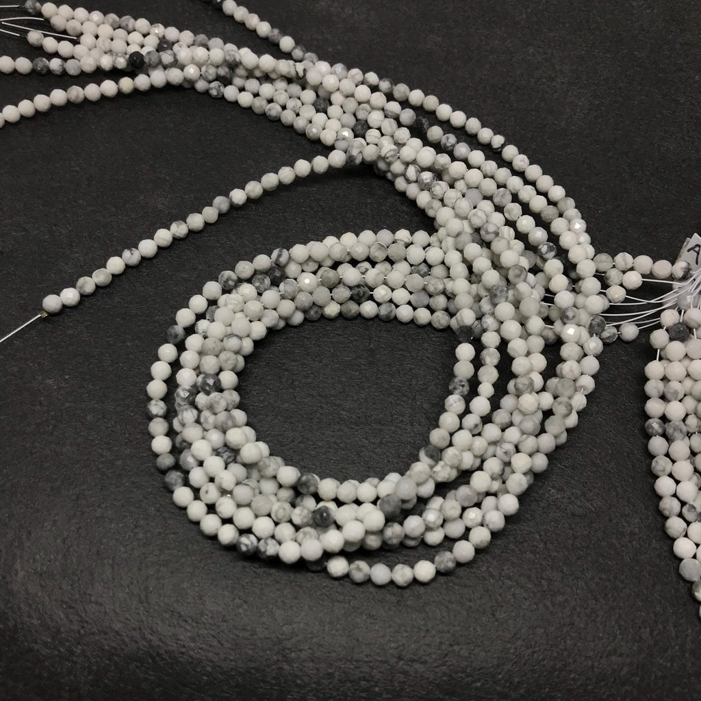 5mm Howlite Beads, Natural Howlite Round Beaded Necklace For man/Women, Machine cut Gemstone For Jewelry Making, Loose Bead Strands ( 1086 )