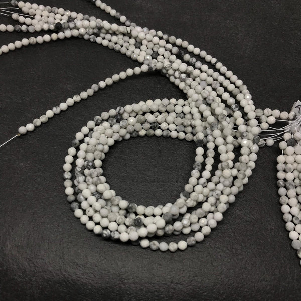 5mm Howlite Beads, Natural Howlite Round Beaded Necklace For man/Women, Machine cut Gemstone For Jewelry Making, Loose Bead Strands ( 1086 )