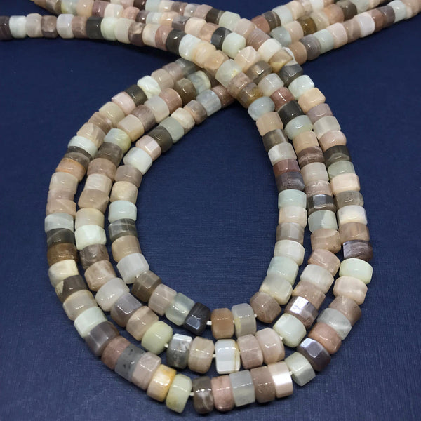 AAA Natural Moonstone Bead, 7mm Tyre shape Multi Color Moonstone Bead Necklace For Women/Man, 16 Inch Strand Moonstone Bead ( 1050)