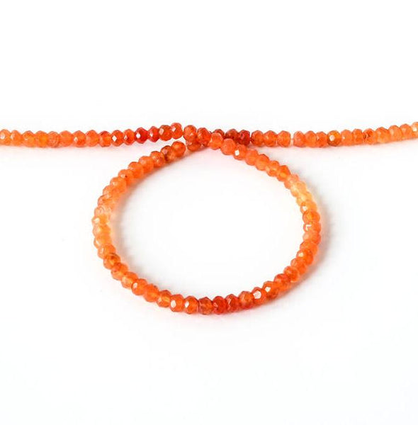 Natural Carnelian Beads, 5mm Rondelle Carnelian Bead Necklace, 14 Inch Strand Orange Gemstone Bead, Gift For Women # 342