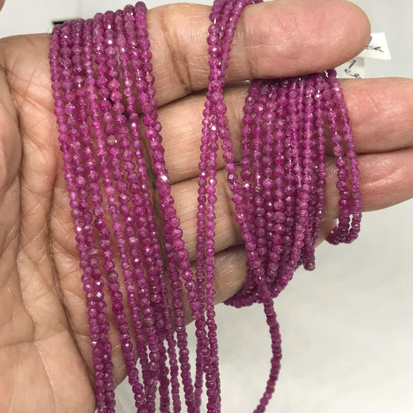 2.6mm Round Natural Ruby Bead, Prefect Micro Faceting Pink ruby Gemstone Bead For Jewelry Making,13 Inch Strand, July Birthstone Bead(#1202)