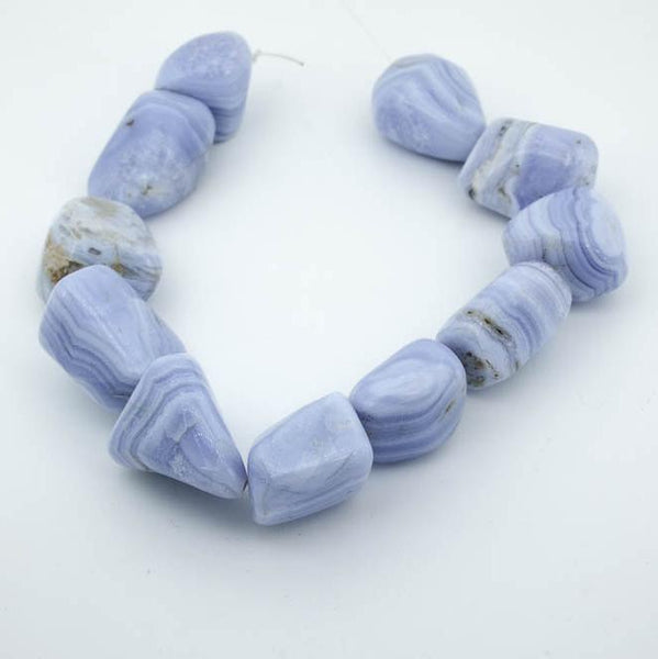 100% Natural Lace Agate Bead,Loose Top Quartz Blue Agate Tumble Gemstone For Pendant,30x44mm - 28x36mm Free Size Agate 15.5 Inch Bead Strand