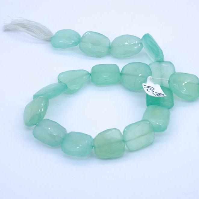 Natural Chalcedony Beads, 16x18mm to 18x20mm Large Tumble Chalcedony Gemstone For Jewelry Making, Faceted Light Green Chalcedony Bead Strand