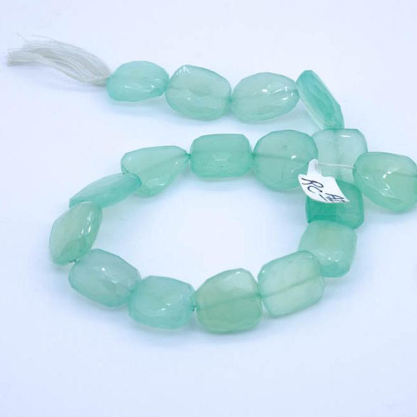 Natural Chalcedony Beads, 16x18mm to 18x20mm Large Tumble Chalcedony Gemstone For Jewelry Making, Faceted Light Green Chalcedony Bead Strand