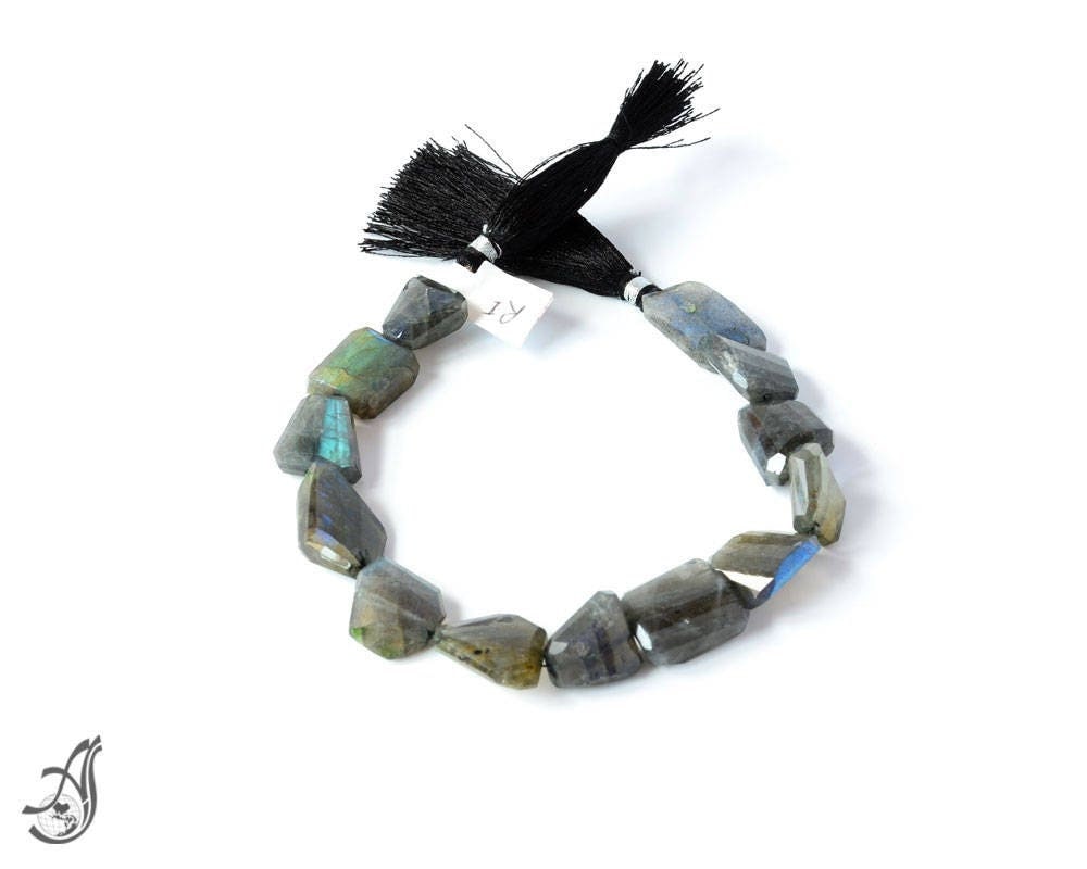 AAA Natural Labradorite Bead, 12 to 18mm Fancy Shape Gemstone Bead Strand, Brilliant Rainbow Fire Labradorite Large Stone For Pendant