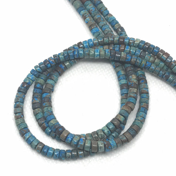 Natural Blule Turquoise Bead, 4.5mm Heishi Shape Beautiful Smooth Turquoise Bead Necklace, 16 Inch Turquoise Bead Strand (1147)