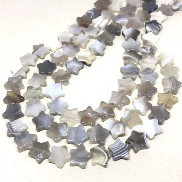 15mm Natural Botswana Agate Bead, Fancy Star Shape Agate Bead Necklace, Loose 16 Inch Strand Agate Bead For Jewelry Making (# 1182 )