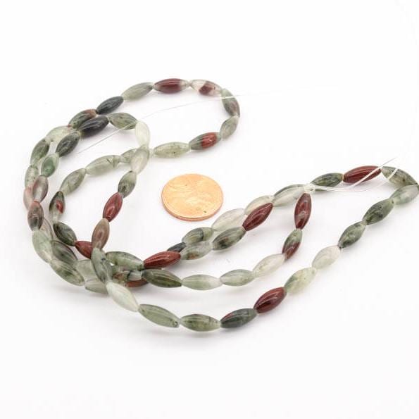 Natural Bi Color Jasper Beads, 5x12mm Marquise Jasper Cabochon Gemstone Bead, 16 Inch Strand Jasper Bead, March Birthstone Bead Necklace