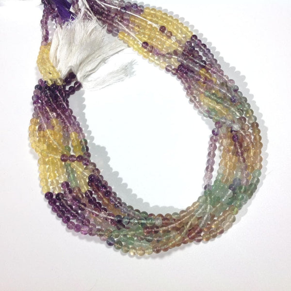 Natural Multi Color Fluorite Bead, Rainbow Color 5mm Round Fluorite Strand Bead, 14 Inch, Gift For Women, Loose Smooth Plain gemstone Beads