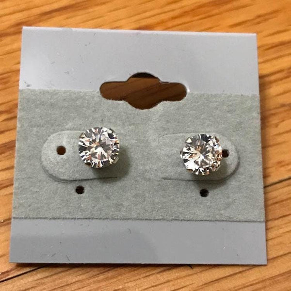Cubic Zirconia Stud Earrings, 4mm / 6mm Round Push Back Zircon Earring For Women, 925 Sterling Silver daily Wear Gemstone Earring