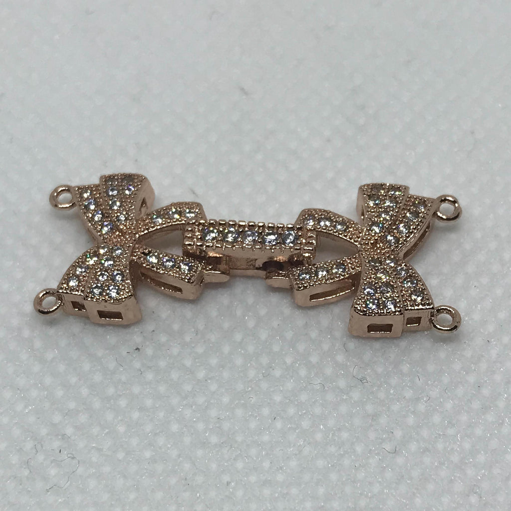 Filigree Clasp,Micro Pave Setting Clasp With Cubic Zirconia,Wonderful Rose Gold Plated Clasp, wonderful Piece of Jewelry(AYS-Micro Pave-10)