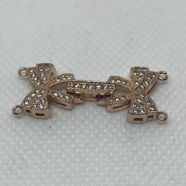Filigree Clasp,Micro Pave Setting Clasp With Cubic Zirconia,Wonderful Rose Gold Plated Clasp, wonderful Piece of Jewelry(AYS-Micro Pave-10)