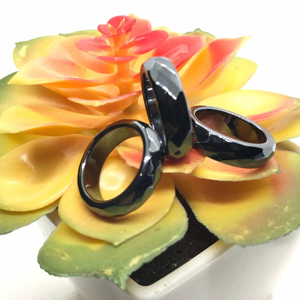 Hematite Rings, 6mm cut Hematite Thin Stacking Ring For Man/Women, Birthday Gift, Ready to Wear (JB-00111)
