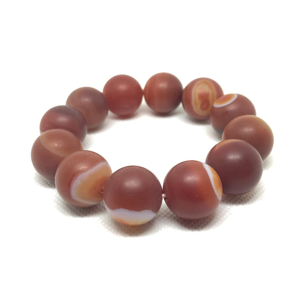 Natural Carnelian Bead Bracelet, 18.3mm Large Sphere & Ball Smooth Bracelet For Man, Unpolished Metaphysic Properties (AYS-JB-0084-A)