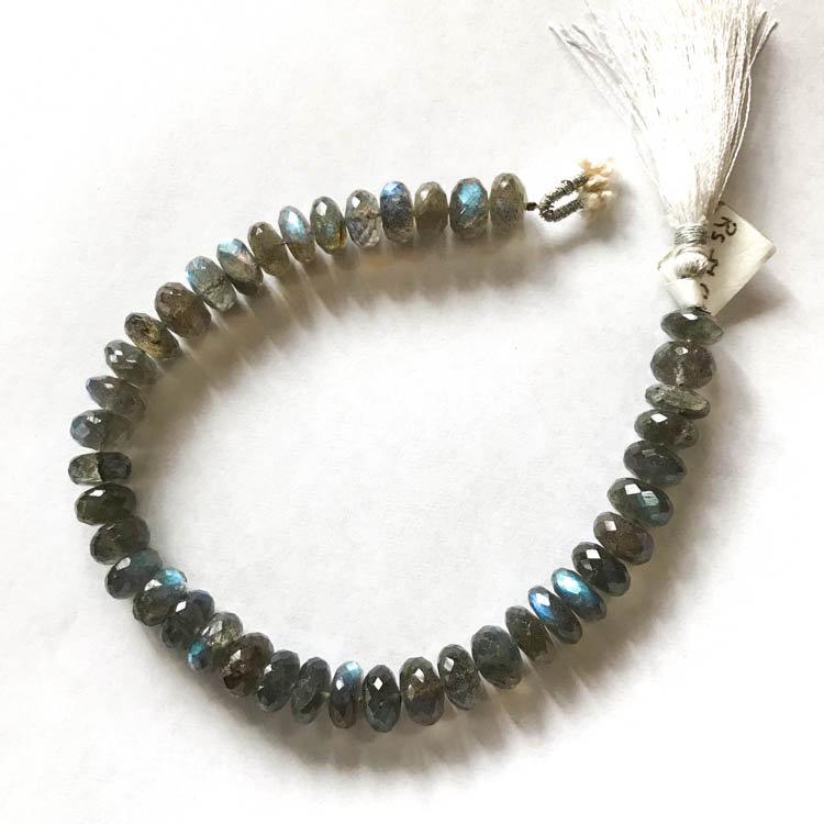 Natural Labradorite Beads, Faceted 9.5mm Rondelle Labradorite Bead Bracelet, Loose 9.5 Inch Multi Fire Labradorite Bead Strand (#979)