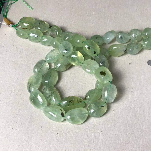 Natural Prehnite Bead, 12x14mm to 15x21mm Tumble Dark Green Prehnite Stone Beads, Some Black Flakes Inside Gemstone For Jewelry Making