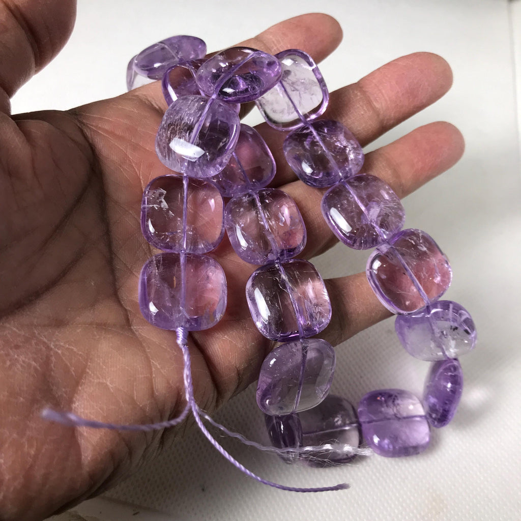 20mm Square Amethyst Cabochon Beads, Calibrated Genuine Purple Amethyst,16 Inch Strand February Birthstone Bead,Smooth Bead Necklace (#1033)