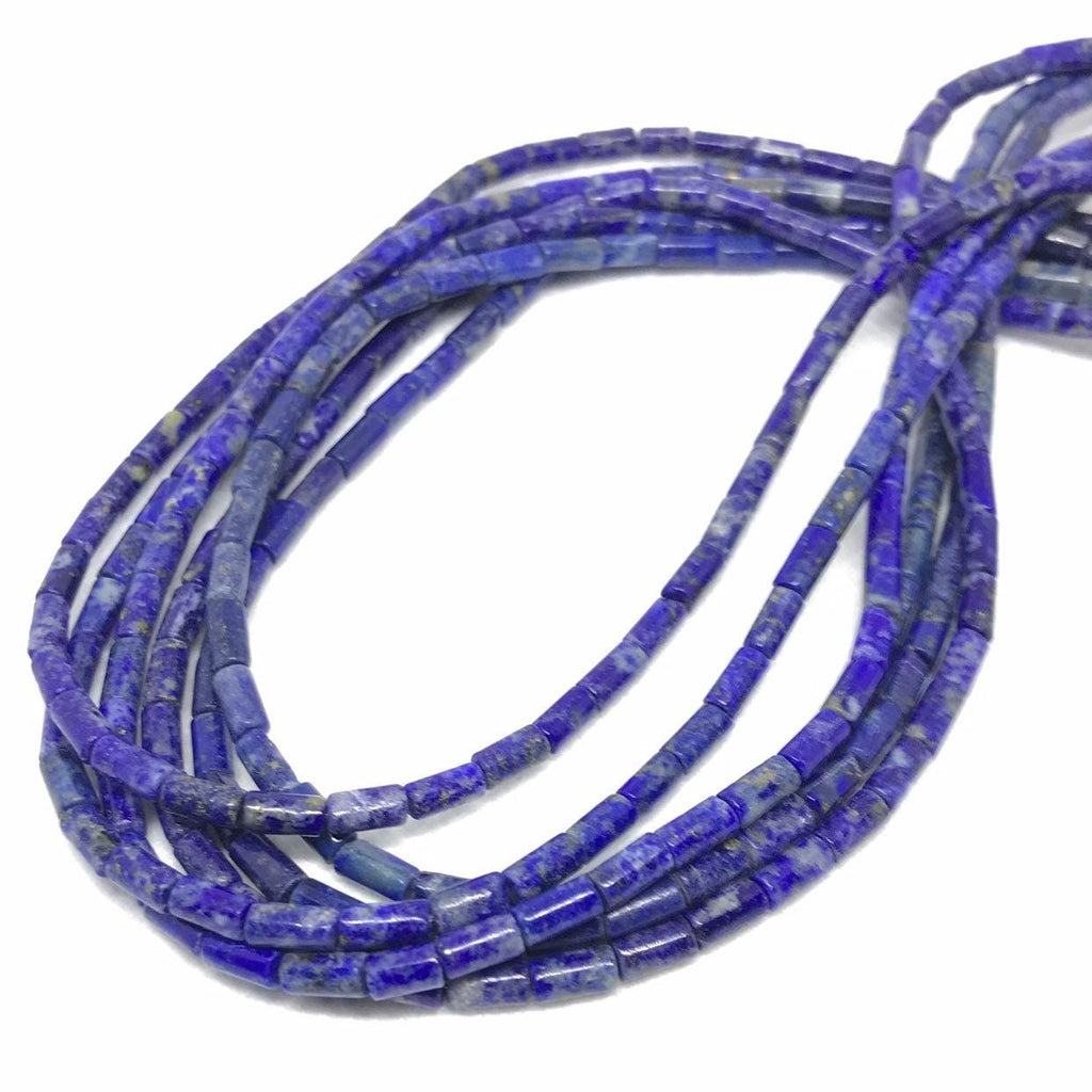 Natural Lapis Lazuli Beads, 3x6mm Tube Blue Lapis Lazuli Smooth Gemstone Necklace, Top Quality Loose Blue Stone 16 inch Bead Strand (1066)