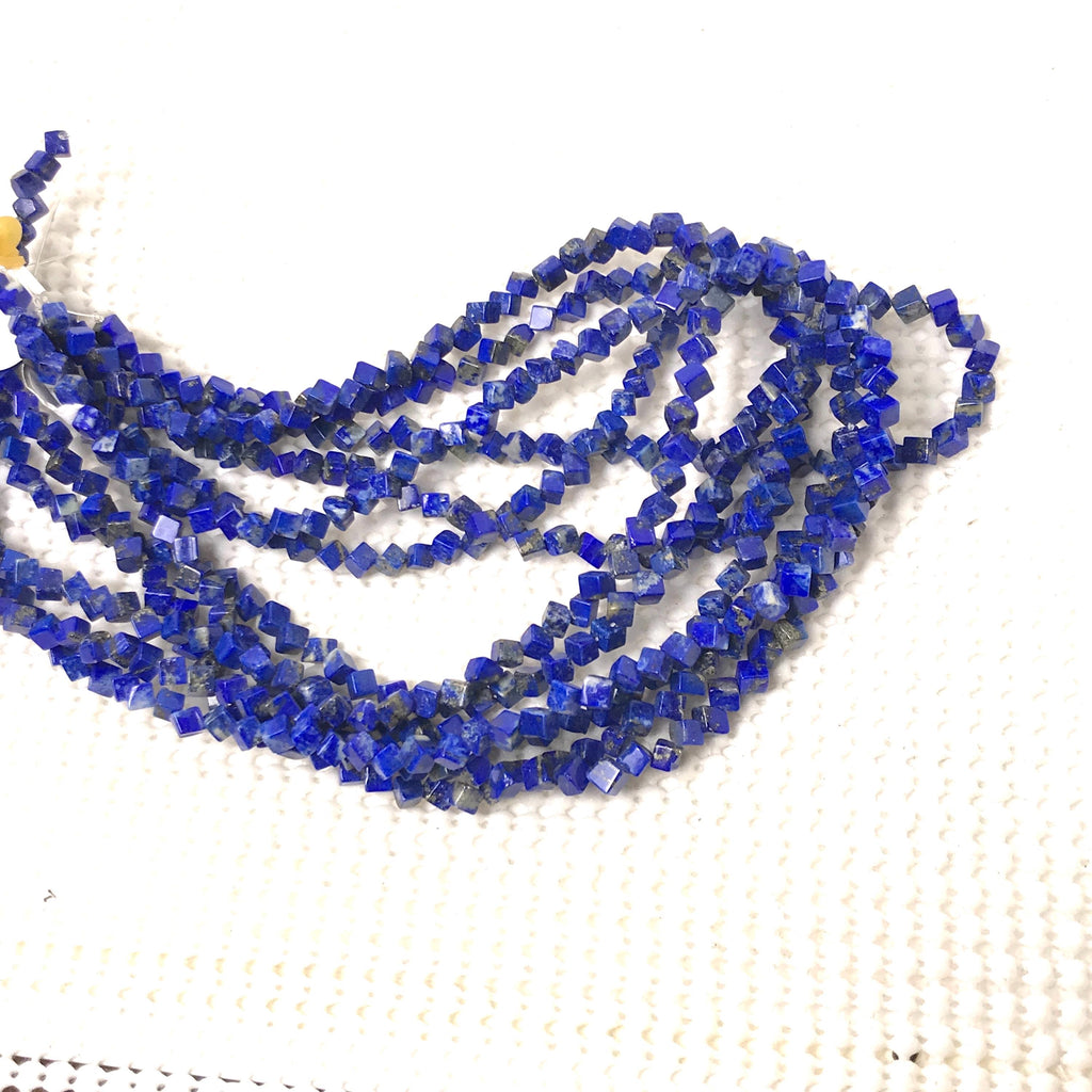 Natural lapis Lazuli Beads, 4mm Square cut Lapis Lazuli Gemstone, Cube Shape Top Quality Blue Lapis Lazuli, September Birthstone Jewelry