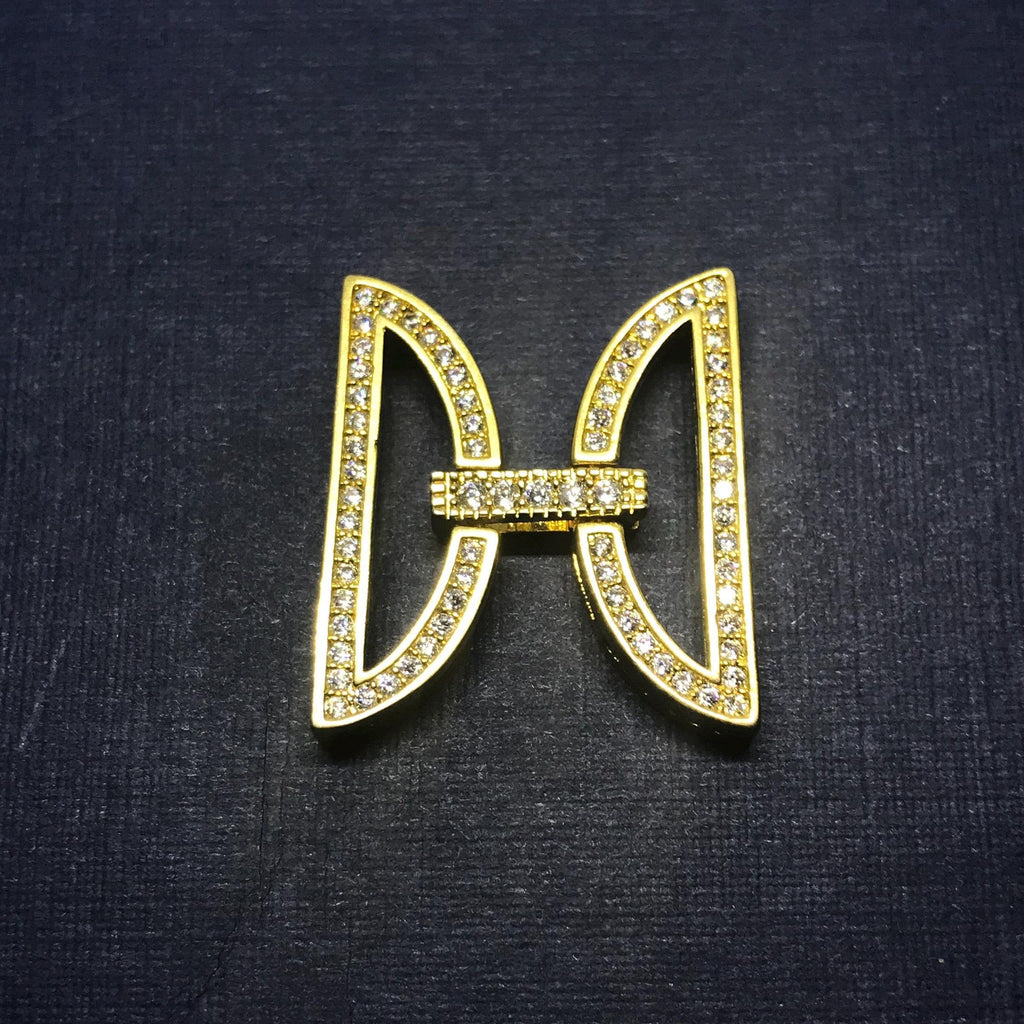 Beautiful Golden Filigree Clasp, Sterling Silver Micro Pave Setting Clasp with Cubic Zirconia, Clasp For Jewelry Connector(AYS-Micro Pave-6 )