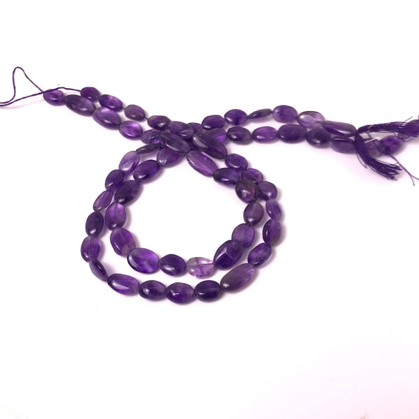Amethyst Oval Mani shape plain 8x12 mm appx., Purple,full strand 15 inch,Nice quality, transparency,