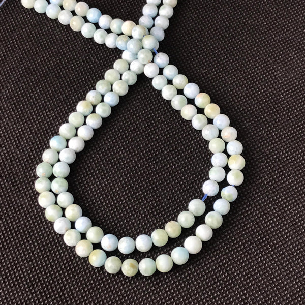 Larimar Round 6 MM AAA Quality 16 inch adjustable ,100% natural ( #206)