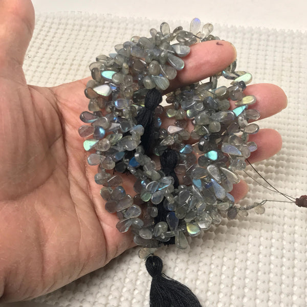 Natural Labradorite Beads, Loose 4.6x7.5mm Pear Labradorite Cabochon Bead For Jewelry Making, 14 Inch Labradorite Bead Strand Necklace