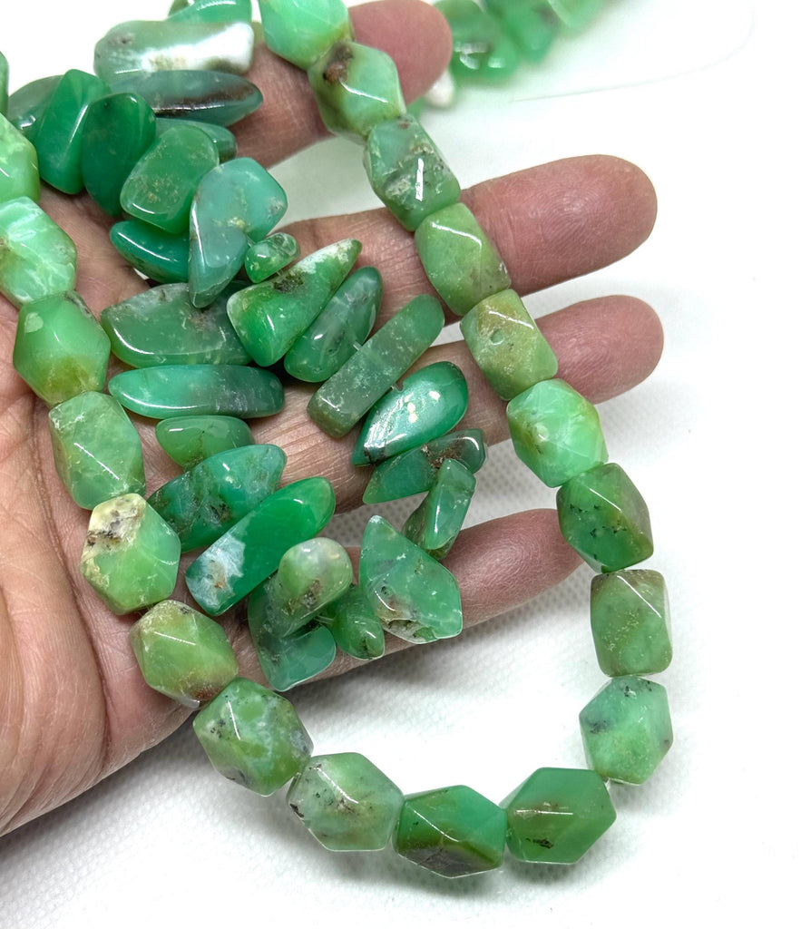 Chrysoprase Bead, Smooth Chrysoprase Nuggets & Freeform Plain Bead Necklace, 16 Inch Strand Bead, Gemstone For Jewelry Making (#1450)