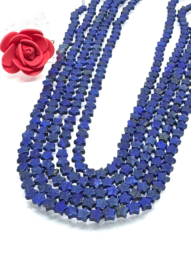 Natural Lapis Lazuli Beads, Star shape 6 mm Lapis Lazuli Gemstone Bead Necklace, Strand Specially Making For Necklace,Rarely available