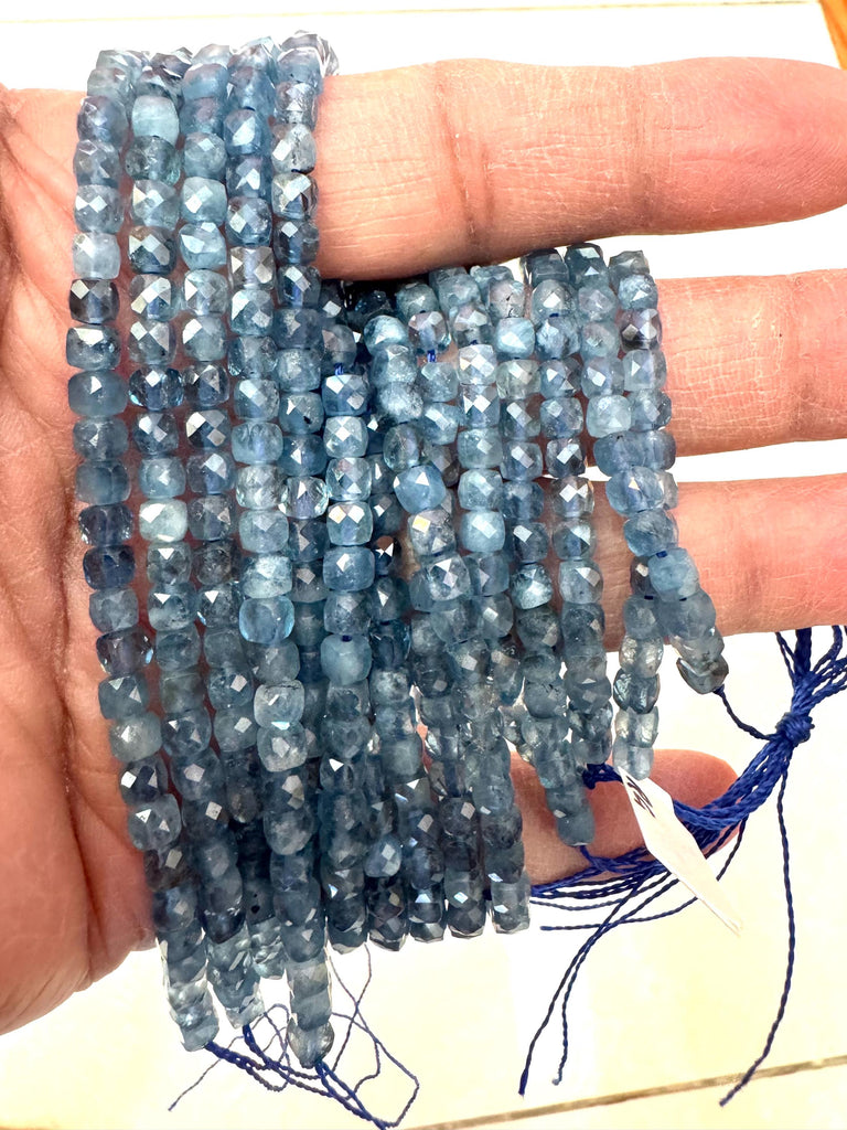 Natural Aquamarine Beads, 4 mm Square-Cube, Aquamarine Beaded Necklace, Calibrated Aquamarine Beads, Loose Aquamarine Cabochons For Jewelry