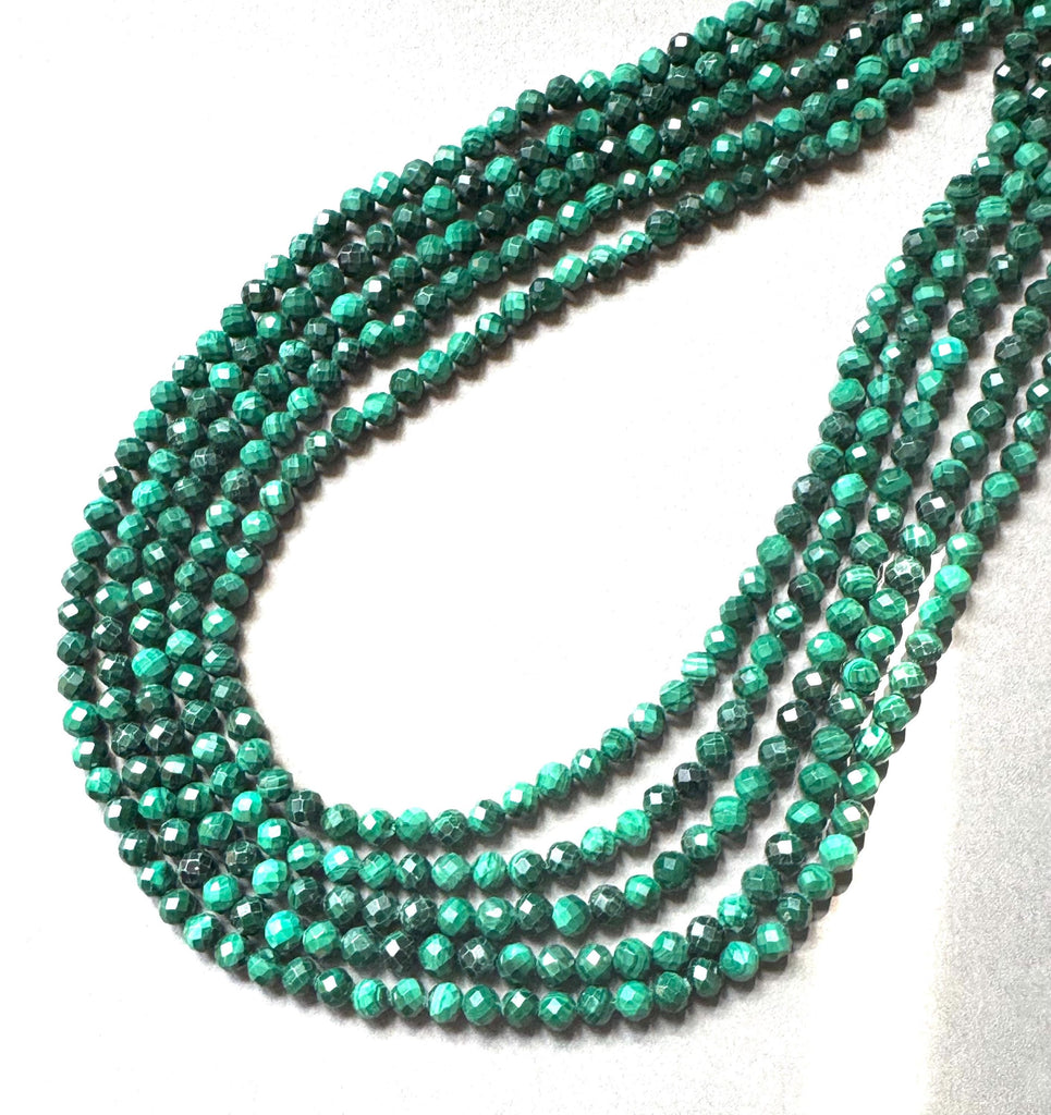 Natural Malachite round faceted beads 4.5 mm,beads for jewelry.bead necklace,gift for her,jewelry making