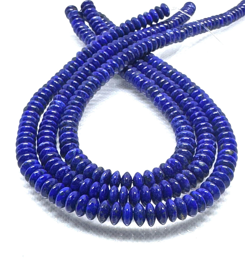 Natural Lapis Lazuli Beads, 8 mm Flat Rondelle Blue Lapis Lazuli Gemstone Bead Necklace, 16 Inch Strand For Specially Making For Necklace