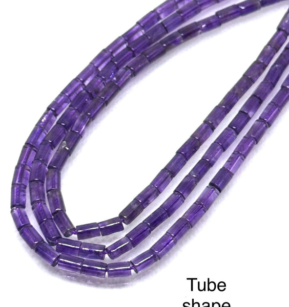 Natural AAA Amethyst Tube shape ,4x6.5mm Purple Amethyst,Beads,Necklace, for jeweley making Gift For Women, February Birthstone #1458