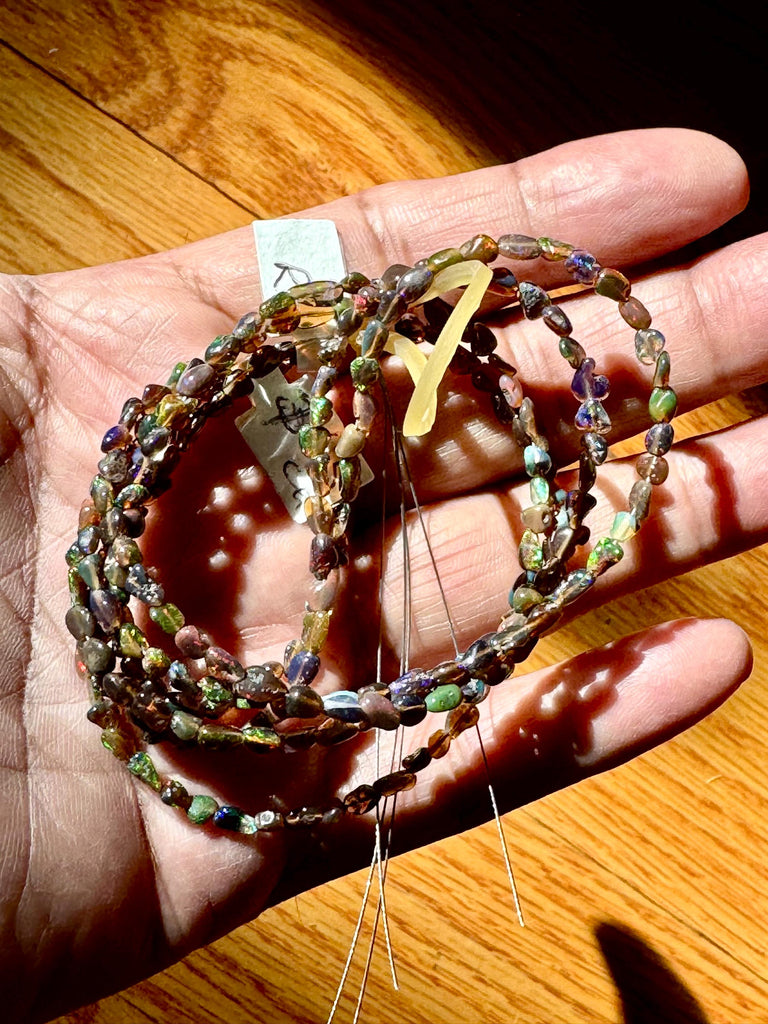 Natural Ethiopian Black Opal nuggets beads, Necklace3 to3.5 Multi Brilliant Fire, Rainbow Opal beads Lot sheen,Gift for her 16 Inch Strand