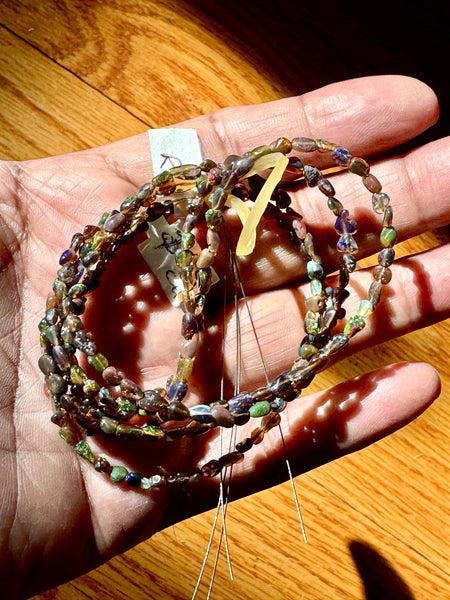 Natural Ethiopian Black Opal nuggets beads, Necklace3 to3.5 Multi Brilliant Fire, Rainbow Opal beads Lot sheen,Gift for her 16 Inch Strand