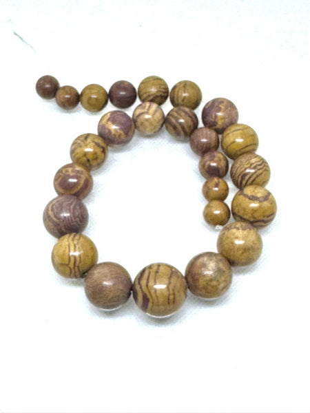 Natural Chocolate Jasper round graduated beads necklace,jewelry making,22-12MM 100% Unusal,One of a Kind,Gift for her,Creative Pattern on it