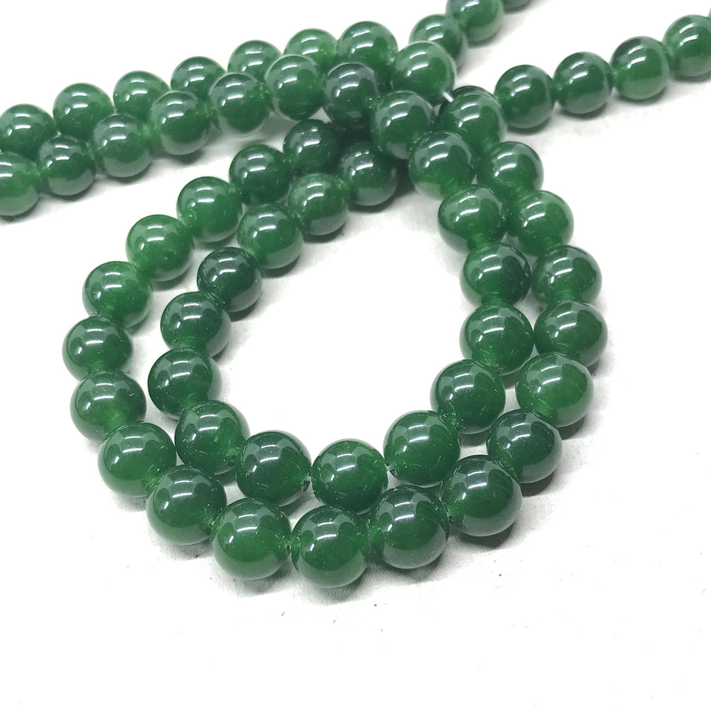 Taiwan Jade Round Plain 10 mm ,Green, Jade Necklace,Jade Beads,very creative,one of a kind.Nafrite (V)