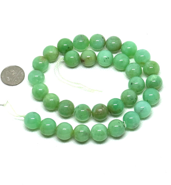 100% natural Chrysoprase, 12 mm Smooth Chrysoprase Bead Necklace,Gift For Women, Clean Earth Mined Beads, 16 Inch Strand,Green creative.#64A