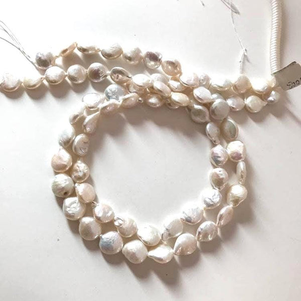 Natural Fresh Water Pearl Beads, 9mm Coin Fancy Shape Pearl Bead Strand, Loose Smooth Pear Gemstone For Making Jewelry, 16 Inch Bead ( AZ) )