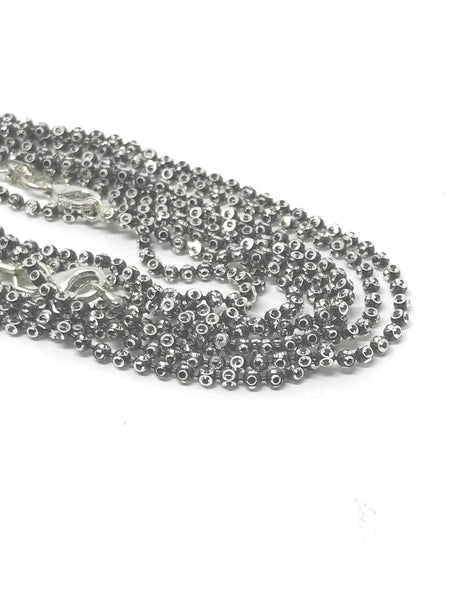 Silver Station Chain, Diamond Cut Station Chain Necklace,925 Sterling Silver Chain,Bead Chain Necklace For Women, Necklace For Men (DCB-200)